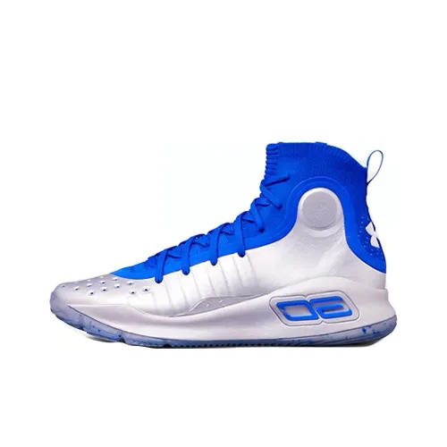 Under Armour Curry 4 Flushed Розовый UA Curry 4 Нескользящий Легкий Высокий Топ Баскетбольные кроссовки Мужской Синий