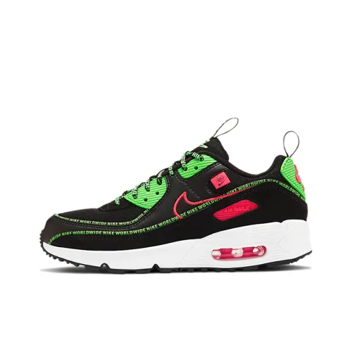 Nike Air Max 90 Low Топ Детские беговые кроссовки Черный Красный Зеленый Подростки