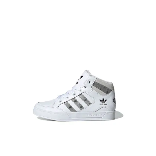 Adidas Originals Hardcourt HI Устойчивый к истиранию высокий топ для детей Скейтбординг Белый для детей 3-7 лет
