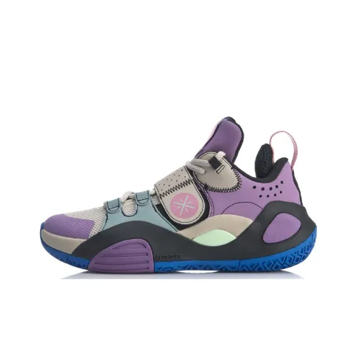 LINING Citywide 8 Youth Edition Rebound And Breathable Low Top Детские Баскетбольные Кроссовки Серый Фиолетовый Черный