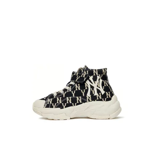 Mlb Base Logo Chunky High Топ Толстая подошва Кроссовки Черные Детские