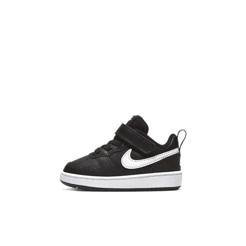nike Court Borough Low 2 Противоскользящая Устойчивая к истиранию Низкий Топ Обувь для малышей Черный Белый Младенец Wa Toddler