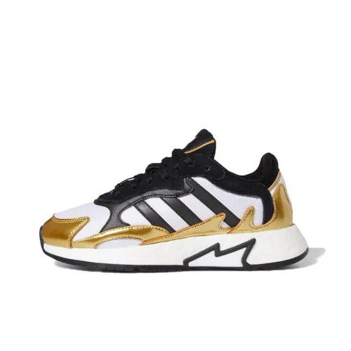 Adidas Originals TRESC RUN J Дышащие Детские Лайфстайл Кроссовки Черные Белые Золотые Подростки