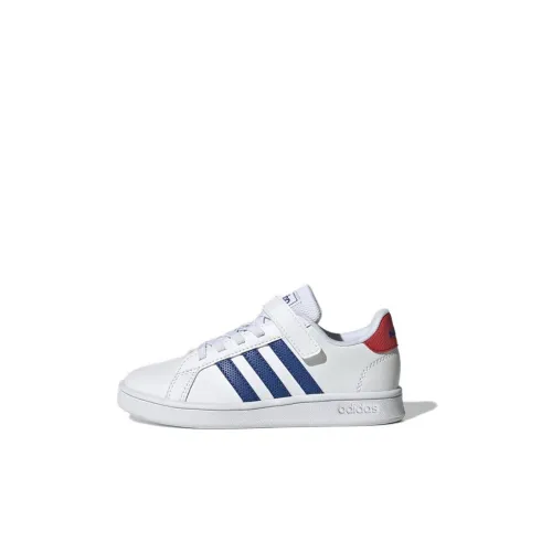 ADIDAS NEO GRAND COURT Устойчивый к истиранию Низкий Топ Детские Скейтбординги Белый Синий Дети 3-7 лет