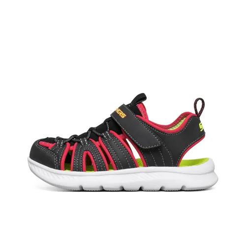 Skechers Anti KICK Устойчивый к истиранию Дышащий Легкий Амортизация Детские сандалии Черный Красный Подростки