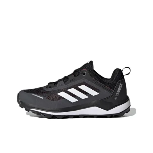 adidas Terrex Agravic Flow PRIMEGREEN Бег по тропам J Дышащий Низкий Топ Детские беговые кроссовки Черный Белый Подростки