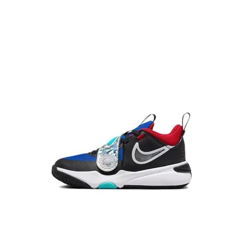Nike Team Hustle D 11 Детские баскетбольные кроссовки Low Топ Черный, Белый, Синий Для дошкольников