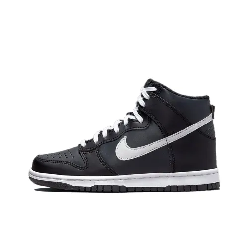 Nike Dunk Slip-resistant Abrasion-resistant High Top Детские Скейтбординги Угольно-черный
