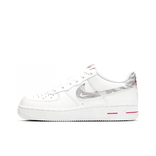Nike Air FORCE 1 Slip-on Устойчивый к истиранию Низкий Топ Детские Скейтбординг Белый Серый Красный