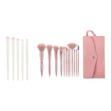 5-штучный набор щеток для теней + 12 матовых розово-золотых оттенков + розовая сумочка для щеток