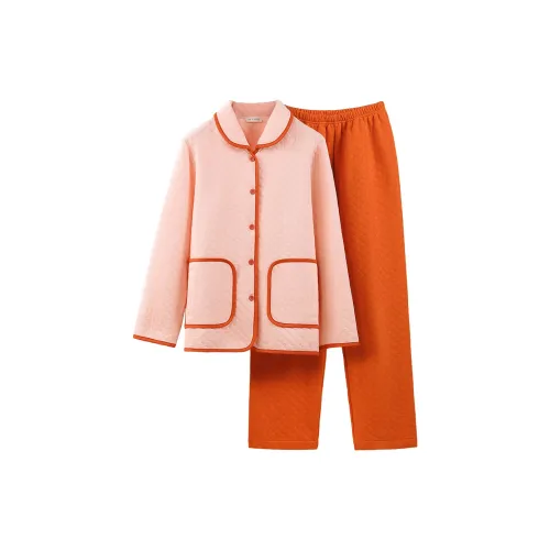 DV Pajama Комплект Женский Персиково-Розовый + Закатно-Оранжевый