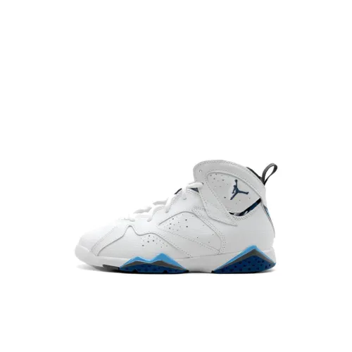 Jordan Air JORDAN 7 Ретро 'French Blue' Высокие Топы Детские Баскетбольные Кроссовки Белый Синий для Детей Возрастом 3-7 Лет