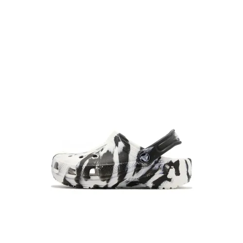 Crocs Классический Marble Clog K с амортизацией устойчивый к износу детские домашние тапочки белый черный для детей