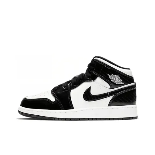 Jordan Air Jordan 1 MID SE 'All Star Weekend' Устойчивый к истиранию MID Топ Детские баскетбольные кроссовки Черный Белый