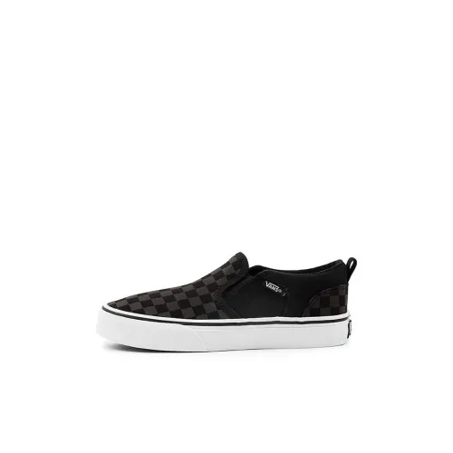 Vans Asher Low Топ Детские Скейтбординги Черный Серый Шахматный Узор Детский