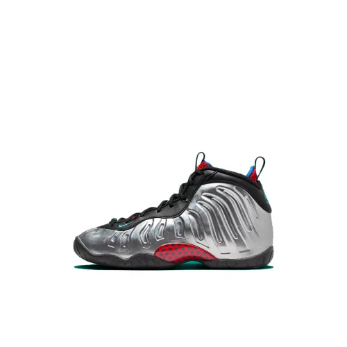 Nike Little Posite One Износостойкий и Легкий MID Топ Детская Баскетбольная Обувь Серебристо-Черный Детский