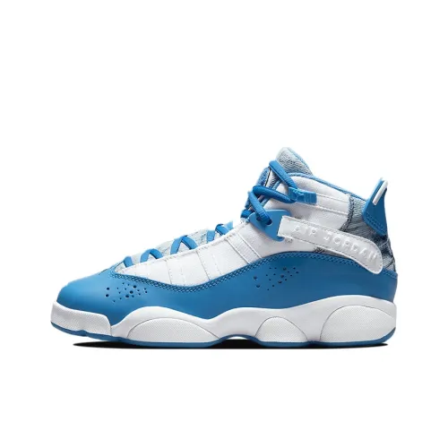 Jordan Air Jordan 6 Кольца Деним Высокие Баскетбольные Кроссовки для Детей Каролина Синий