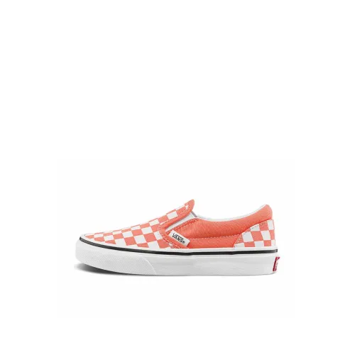 Vans Slip On Low Топ Скейтборд Кроссовки Шахматный узор Оранжевый Белый Дети 3-7 лет