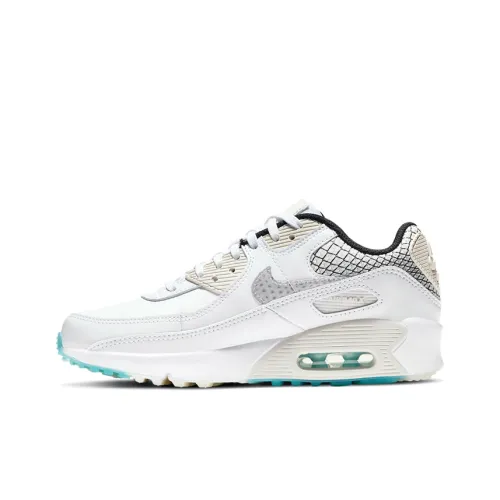 Nike Air Max 90 Low Топ Детские беговые кроссовки Экрю Серебряный Подростки
