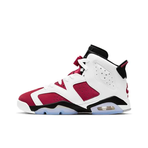 Jordan Air Jordan 6 Устойчивые к истиранию Высокие Детские Баскетбольные Кроссовки Белый Красный