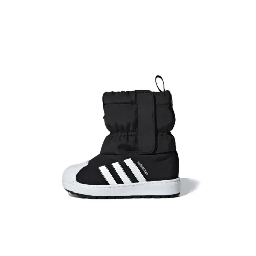Adidas Originals SST Wint3r CF I противоскользящая и устойчивая к истиранию высокая детская обувь черного цвета для малышей и детей младшего возраста