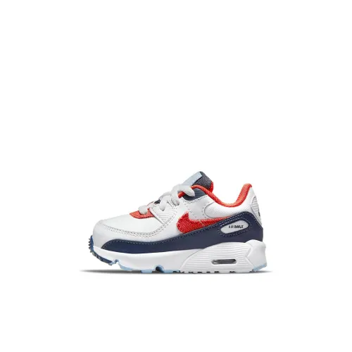 Nike Air Max 90 Low Топ Обувь для малышей Белый красный синий Infant And Toddler
