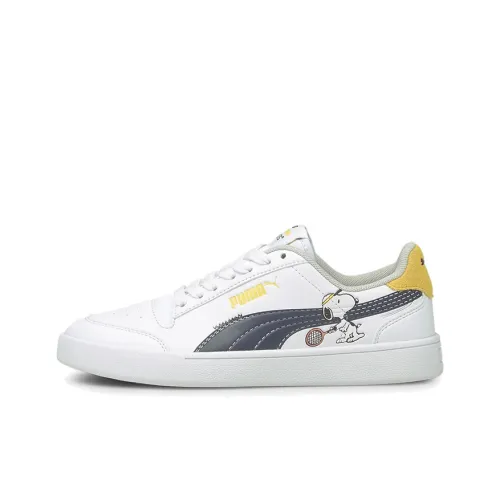 Peanuts X PUMA Shuffle Jr Low Топ Детские Скейтбординги Белый черный Подростки