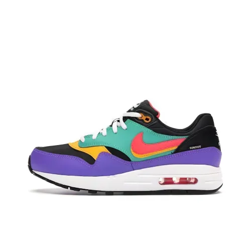 Nike Air Max 1 Low Топ Детские беговые кроссовки Зеленый Фиолетовый Подростки
