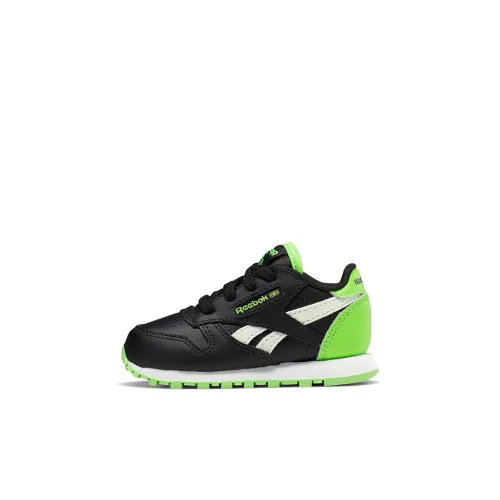 Reebok Classic Leather Low Топ Черный Зеленый Для малышей и детей дошкольного возраста
