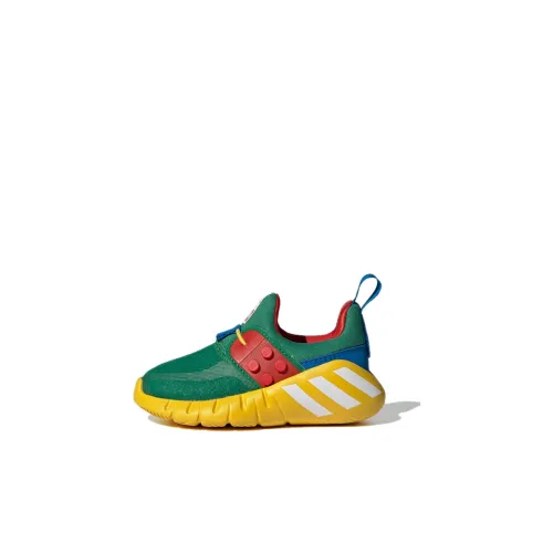 LEGO x Adidas Rapidazen Slip On Аbrasion Resistant Дышащий Низкий Топ Беговые кроссовки Зеленый Желтый Для малышей и детей дошкольного возраста