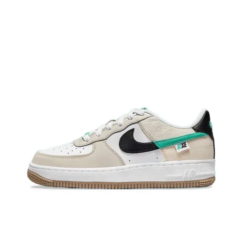 Nike Air FORCE 1 Spliced Swoosh Abrasion Resistant Низкий Топ Детские Скейтбординги Бежево-зеленый