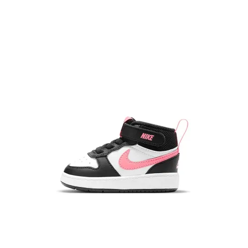 nike Court Borough 2 MID Топ Обувь для малышей Черный белый розовый Infant And Toddler