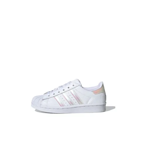 Adidas Originals Superstar C Устойчивые к истиранию низкие скейтборд-кроссовки Белый Розовый Для детей 3-7 лет