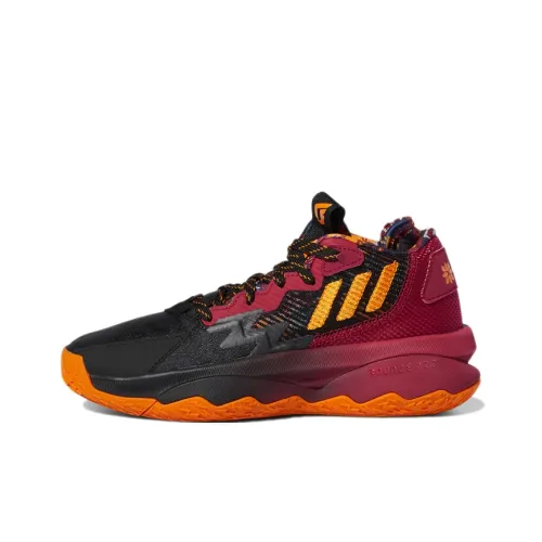 Adidas D Lillard 8 Устойчивый к истиранию MID Топ Детские Баскетбольные Кроссовки Черный Красный