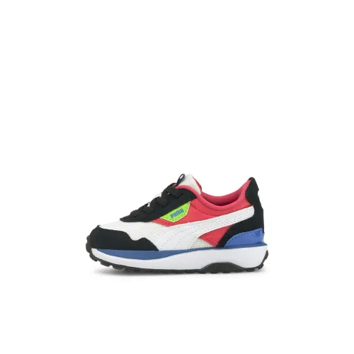 PUMA Cruise Rider Trainer Амортизация Износостойкий Низкий Топ Обувь для малышей Черный Красный Белый Пэчворк Младенец и Малыш