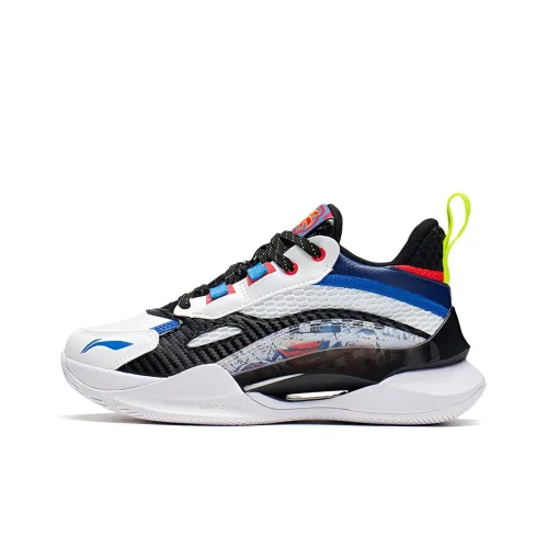 LINING YOUNG Pioneer Spirit TEAM2,5 Противоскользящие амортизаторы MID Топ Детские баскетбольные кроссовки Белый Черный