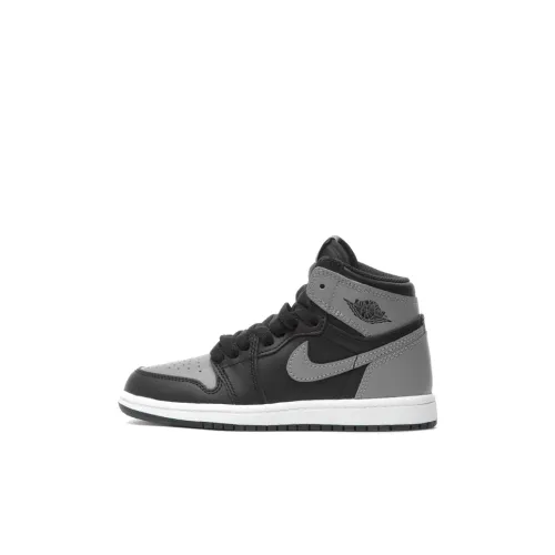 Jordan Air Jordan 1 High Топ Детские Баскетбольные Кроссовки Черный Серый Для Детей Возрастом 3-7 Лет