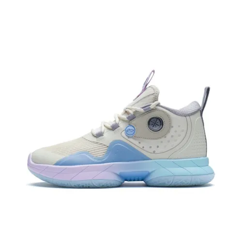 LINING YOUNG MID Топ Баскетбольные кроссовки Pearl White Blue Подростки