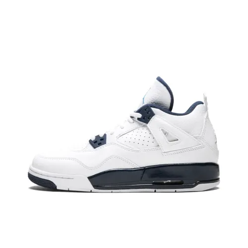 Jordan Air Джордан 4 Ретро Columbia совместный бренд 2015 Нижняя юбка Резистентные амортизаторы MID Топ Детские баскетбольные кроссовки Белый Синий