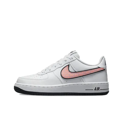Nike Air FORCE 1 Устойчивый к истиранию Низкий Топ Детский Скейтбординг Белый Розовый