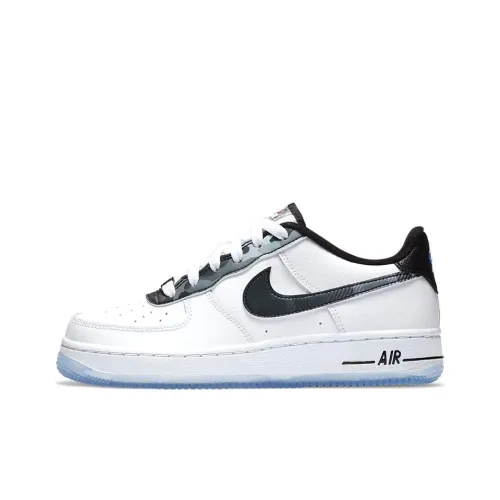 Nike Air FORCE 1 Little Леонард Амортизация Износостойкий Низкий Топ Детские Скейтбординги Белый Черный Серебряный