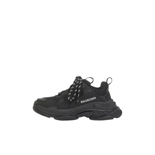 Balenciaga Triple S Low Топ Толстая подошва Кроссовки Черные Детские