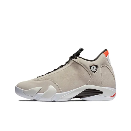 Jordan Air Jordan 14 Пустыня Амортизация Поддержка MID Топ Детские Баскетбольные кроссовки Кремово-серый Подростки