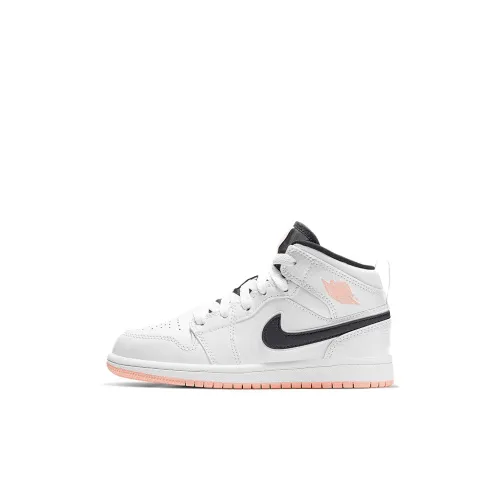 Jordan Air Jordan 1 MID Топ Детские баскетбольные кроссовки Белый Черный Розовый для детей 3-7 лет