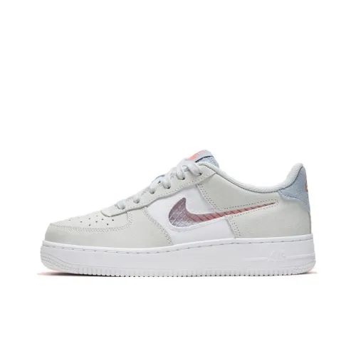 Nike Air FORCE 1 LV8 Противоскользящий Анти-KICK Устойчивый к истиранию Низкий Топ Детские Скейтбординг Белый Синий Подростки