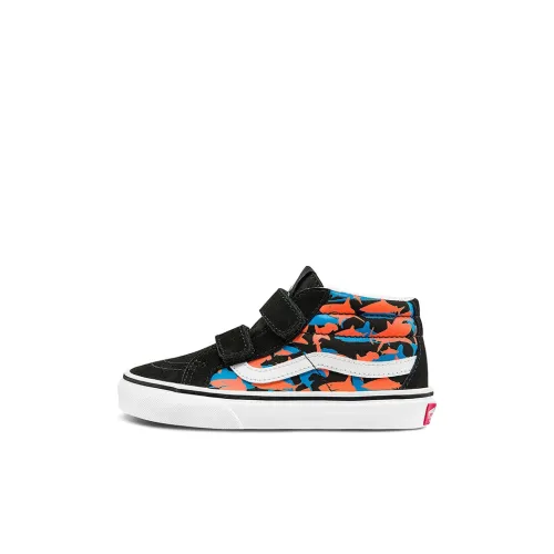 Vans SK8 Износостойкий MID Топ Детские Скейтбординги Черный синий оранжевый для детей 3-7 лет