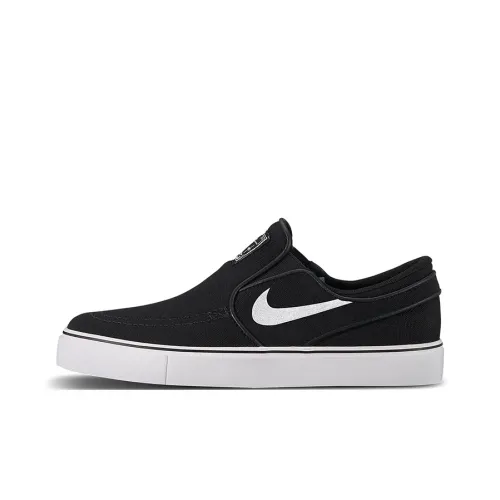 nike SB Stefan Janoski Холст Slip-On Противоскользящий Низкий Топ Детские Скейтбординги Черный Белый Подростки