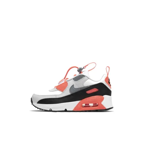 Nike Air Max 90 Toggle Амортизация Износостойкий Низкий Топ Беговые кроссовки Серый Белый Апельсин Для детей 3-7 лет