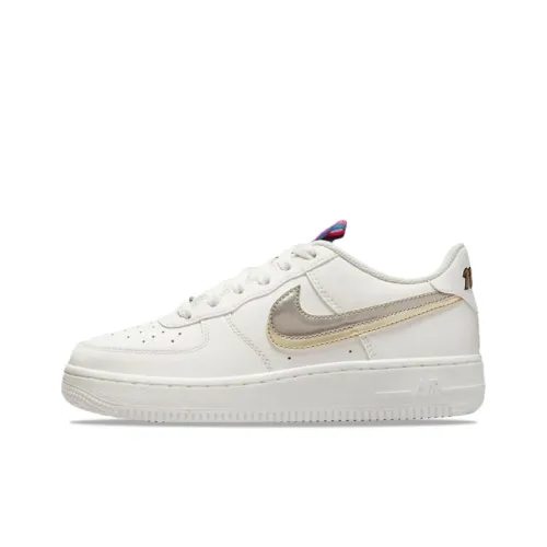 Nike Air Force 1 Устойчивый к истиранию Низкий Топ Детские Скейтбординги Платина Серебряный