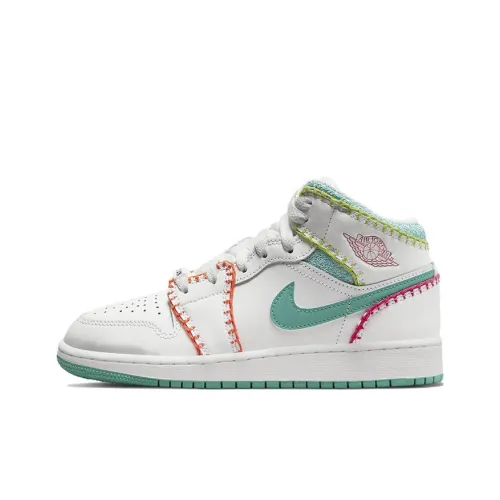 Jordan Air Jordan 1 Детская баскетбольная обувь MID Топ для школьного возраста